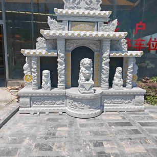 吉安芝麻白中国黑石材套墓 花岗岩墓碑