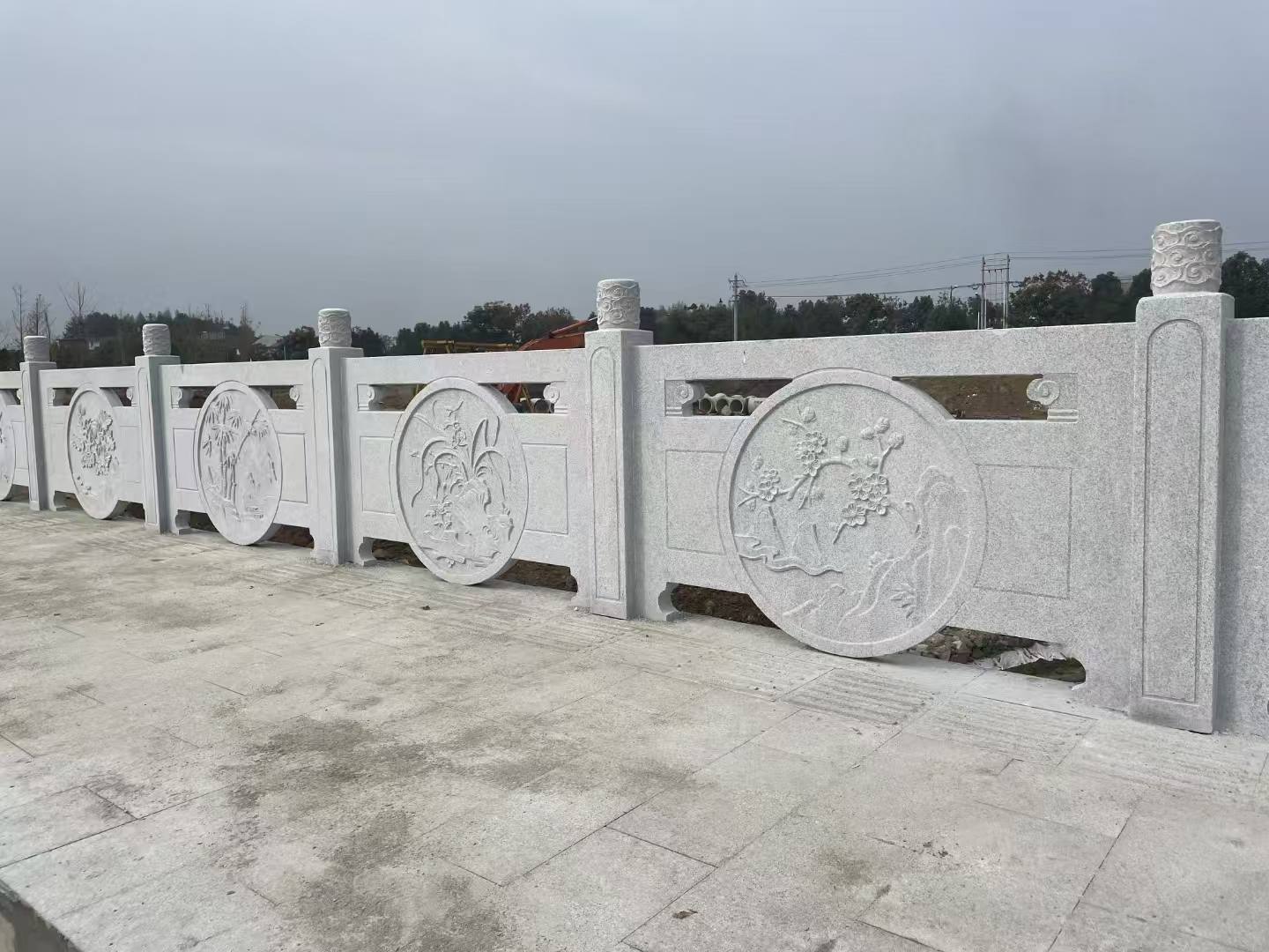 吉安芝麻白河道栏杆 石材栏杆